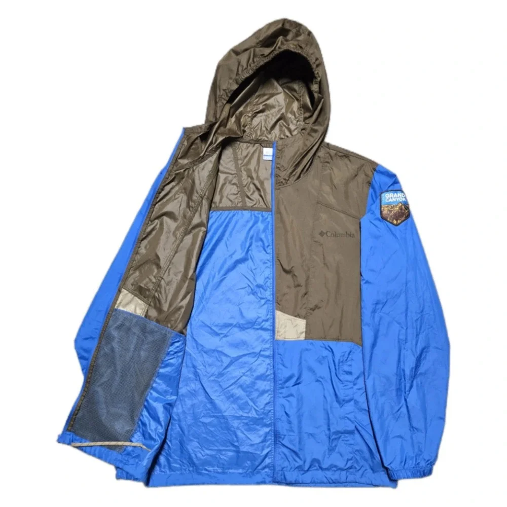 Rare Columbia Grand Canyon Patch Hooded Zip Up‎ Windbreaker Jacket Mens Size S